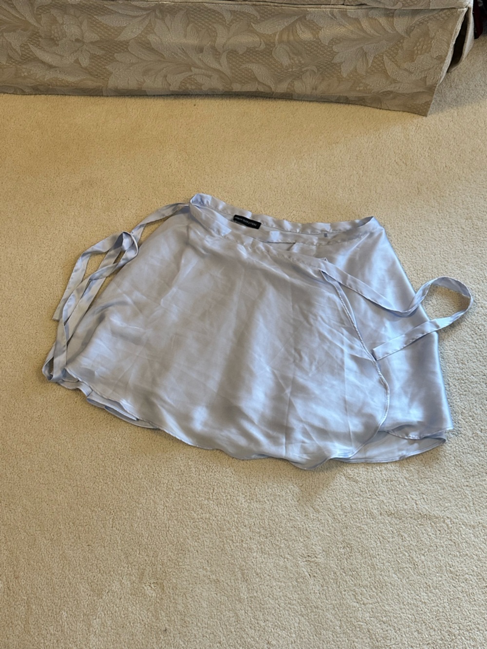 Urban Outfitters Satin Wendy Wrap Skirt Light Blue